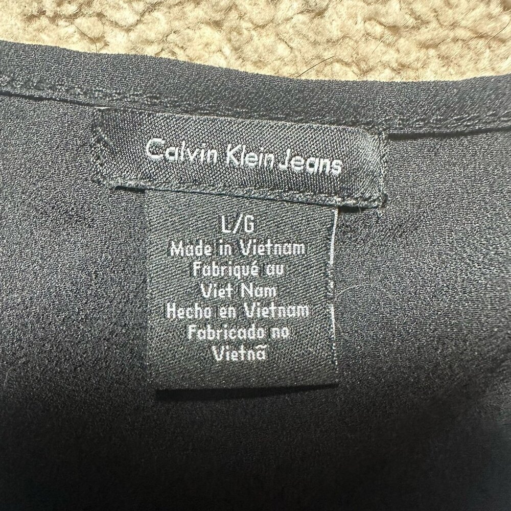 Calvin Klein Top Women’s Large Black And White Dot Print Color Block Pocket - Picture 8 of 13